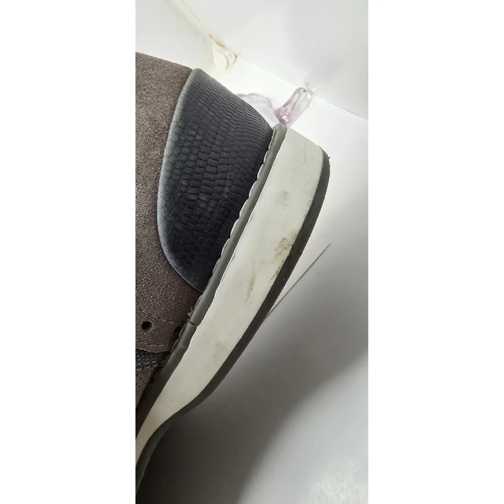 Kenneth Cole Reaction Weiser Grey Suede Navy Textile Lace Up Oxfords Mens 11.5 M